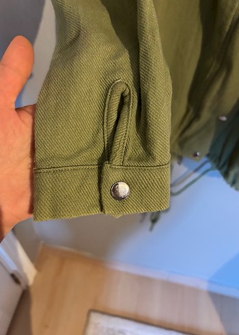 Düğmeli Yeşil Keten Kadın Ceket - Görsel 3