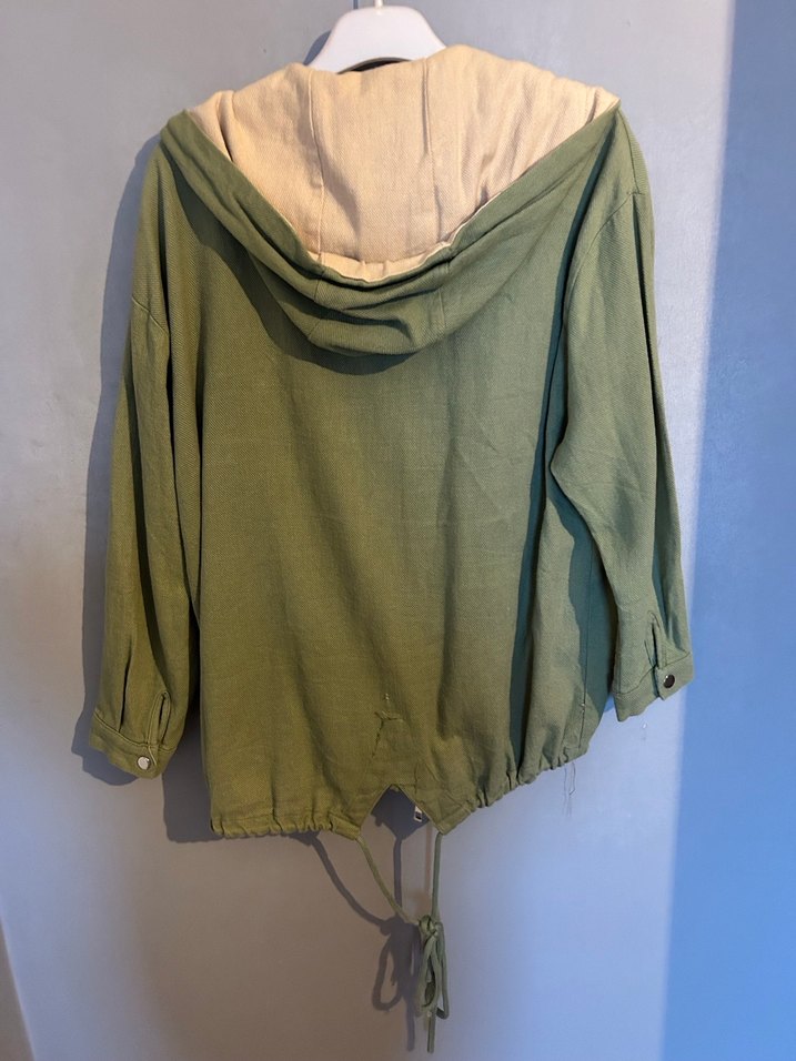 Düğmeli Yeşil Keten Kadın Ceket - Görsel 5