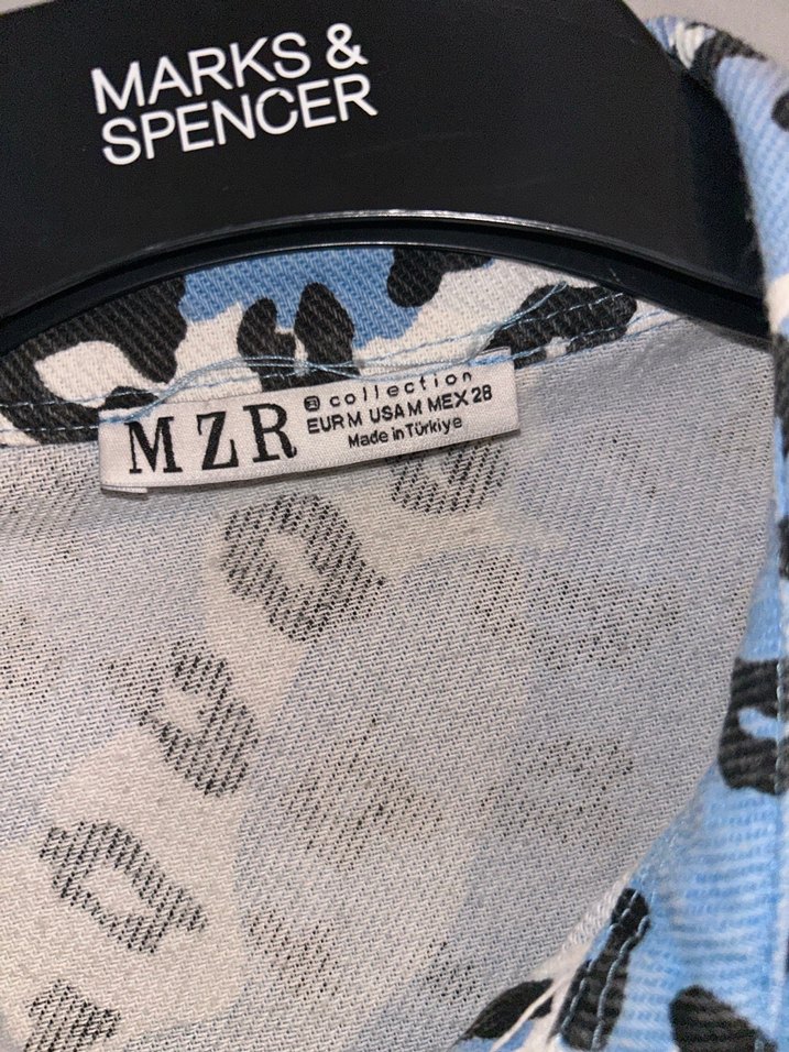 Mavi Gri Leopar Desenli Uzun Kollu Gömlek - Görsel 5