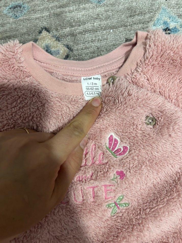 Pembe Nakışlı pelüş Bebek Takımı - Görsel 2