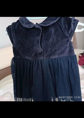 Kız Çocuk Lacivert Kısa Kollu Fırfırlı Elbise - Görsel 3