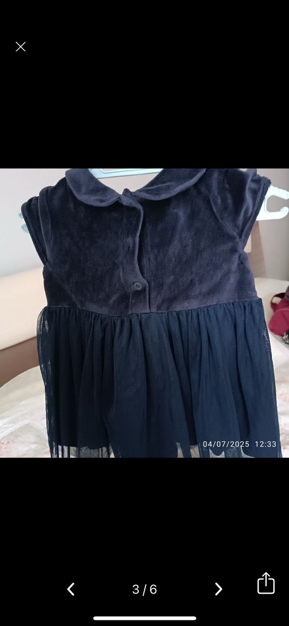 Kız Çocuk Lacivert Kısa Kollu Fırfırlı Elbise - Görsel 3