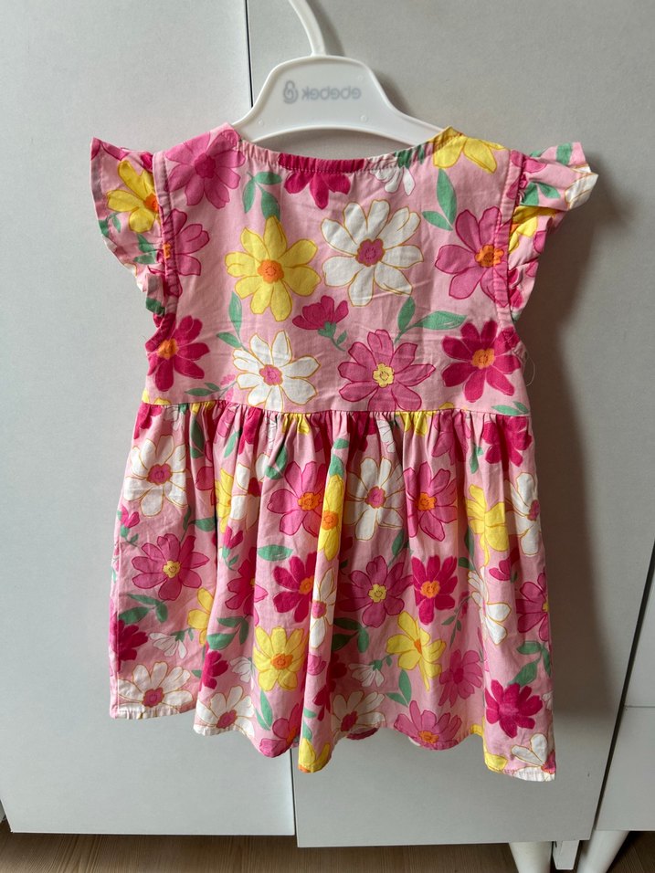 Çiçek Desenli Pembe Kız Çocuk Elbise - Görsel 2