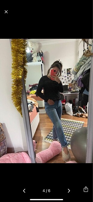 m Beden mavi Renk Koton mom jean