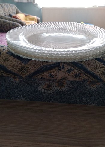 Beden beyaz Renk Cam Tabak Seti 5 Pasta-5 yemek Tabağı