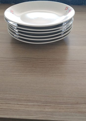 Beyaz Çiçek Desenli 6'lı Pasta Tabağı