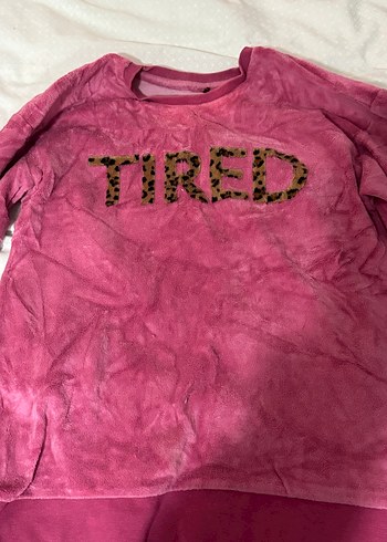 Koyu Pembe Bağlama Desenli Uzun Kollu Kadın Pijama - Görsel 2