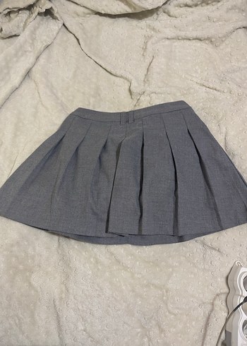 Gri Pilili Mini Etek - Görsel 2