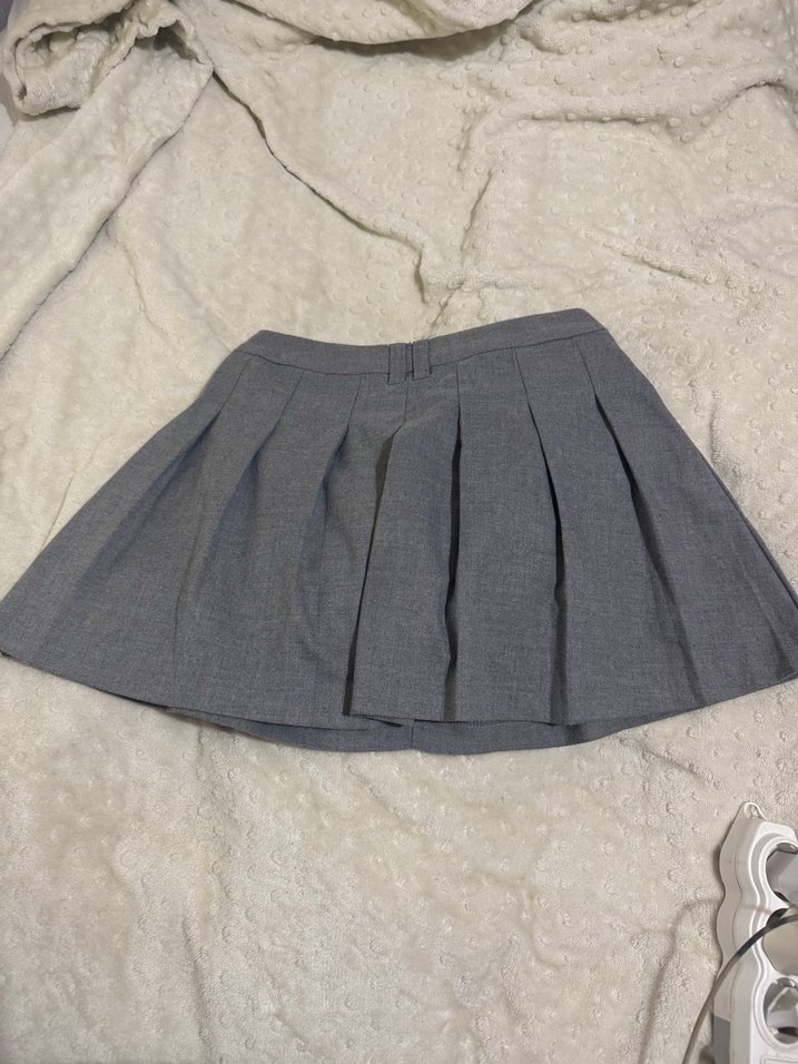 Gri Pilili Mini Etek - Görsel 2