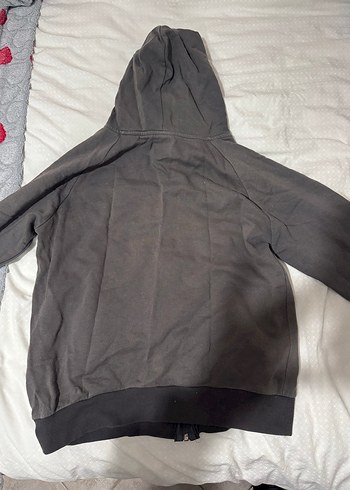 Fermuarlı Gri Kapüşonlu Punk Ceket - Görsel 2