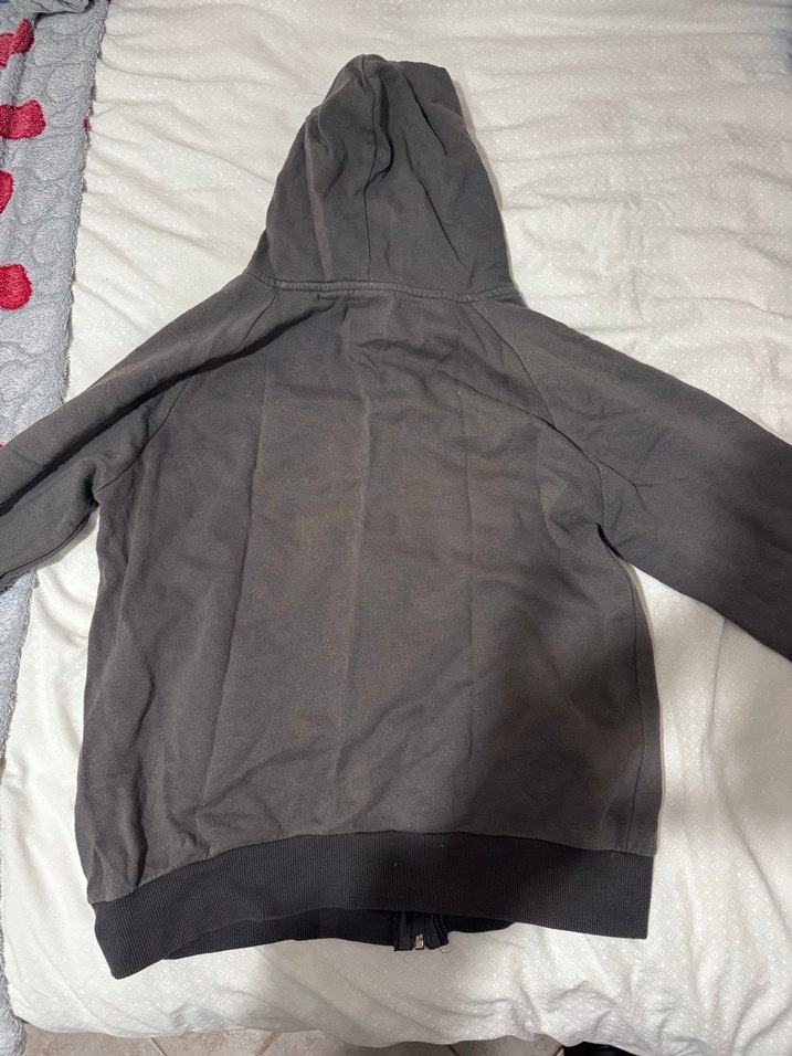 Fermuarlı Gri Kapüşonlu Punk Ceket - Görsel 2