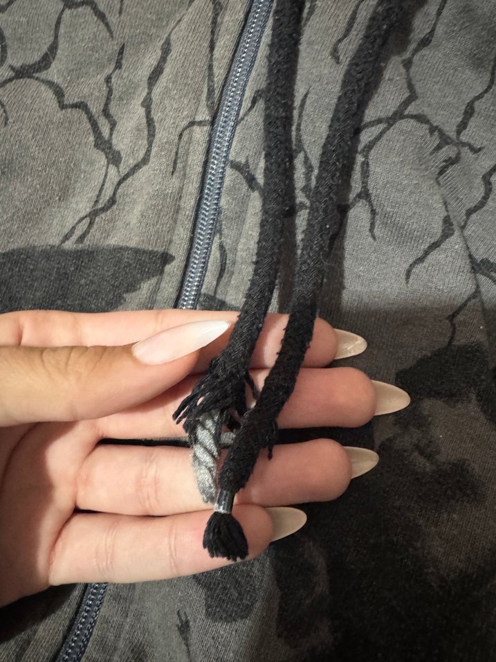 Fermuarlı Gri Kapüşonlu Punk Ceket - Görsel 3