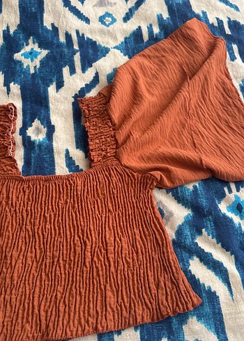 Kahverengi Pilili kollu  Kadın Bluz - Görsel 2