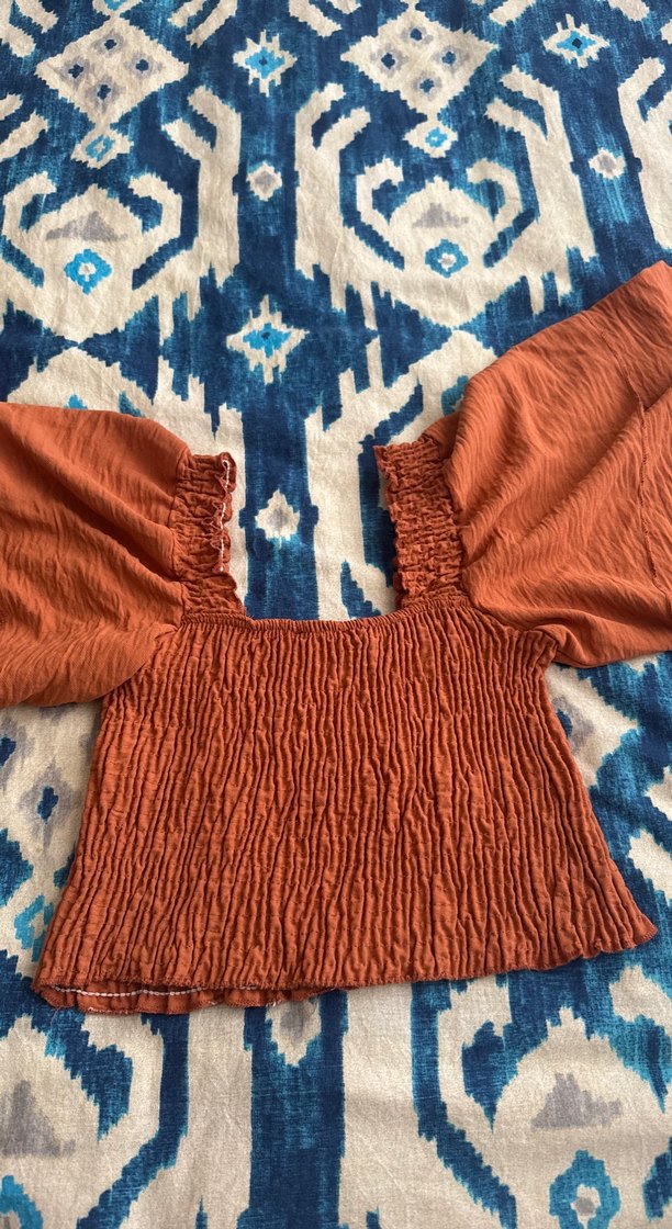 Kahverengi Pilili kollu  Kadın Bluz - Görsel 3