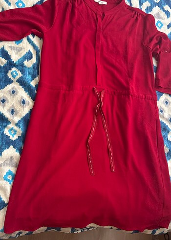 Kırmızı, V Yaka, Kuşaklı  Tunik - Görsel 3