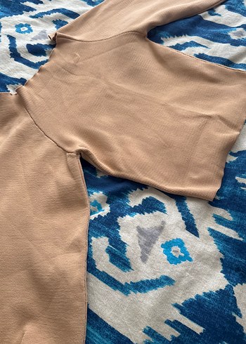 Bej Kadın Triko Boat Neck Kazak - Görsel 4