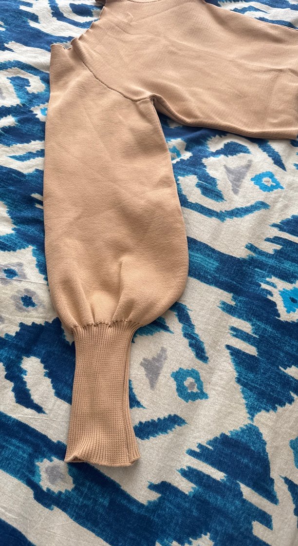 Bej Kadın Triko Boat Neck Kazak - Görsel 3