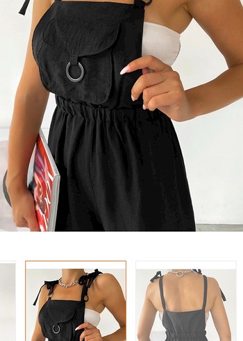 Siyah Bel Detaylı Kadın Tulum - Görsel 2