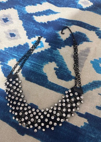 Uzun Mavi Bağlamalı Boncuklu Punk Kolye - Görsel 2