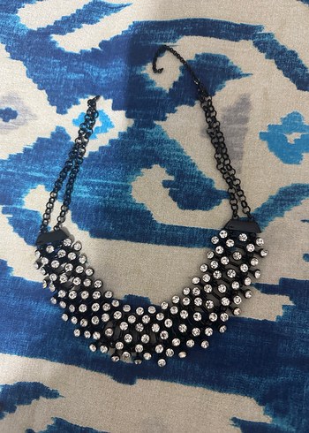 Uzun Mavi Bağlamalı Boncuklu Punk Kolye - Görsel 3