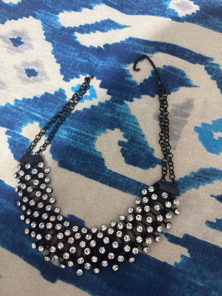 Uzun Mavi Bağlamalı Boncuklu Punk Kolye - Görsel 2