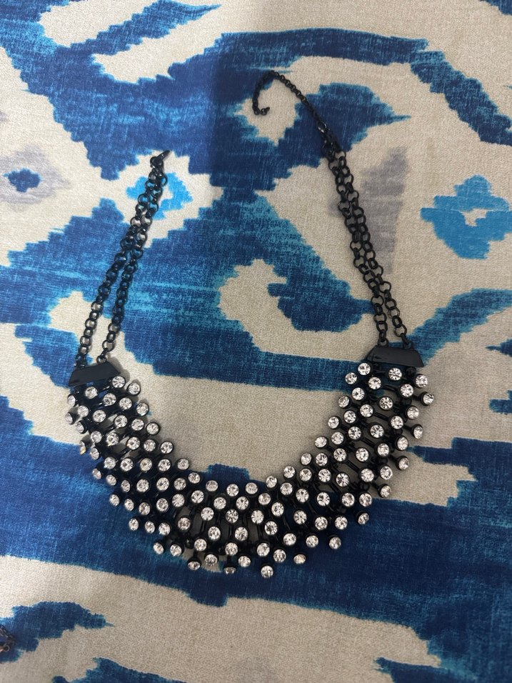 Uzun Mavi Bağlamalı Boncuklu Punk Kolye - Görsel 3