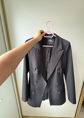 Diğer Siyah Kadın Düğmeli Midi Blazer Ceket