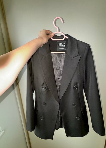 Siyah Kadın Düğmeli Midi Blazer Ceket