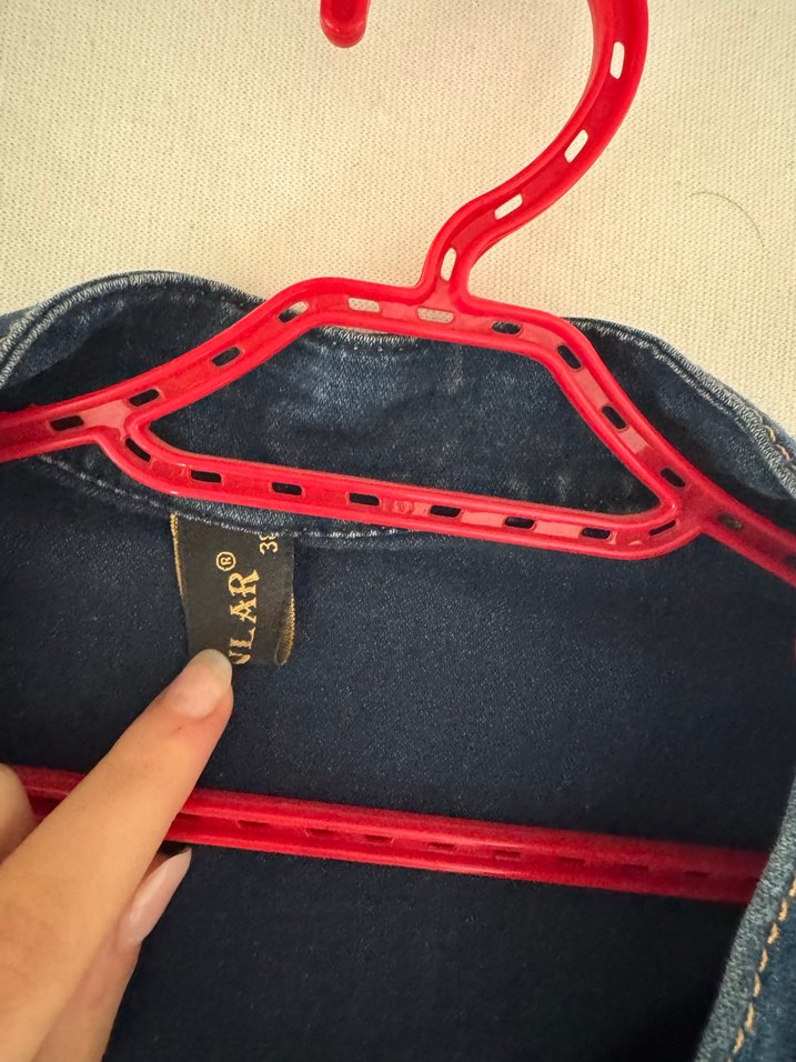 Düğmeli Kadın Mavi Denim Ceket - Görsel 3