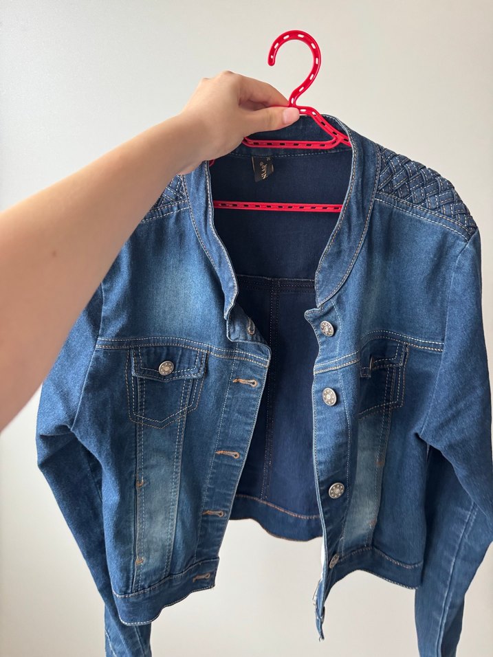 Düğmeli Kadın Mavi Denim Ceket - Görsel 2