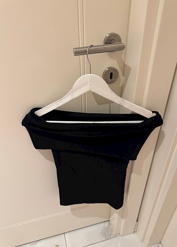 Siyah Mini Keten Kadın Crop Üst - Görsel 3