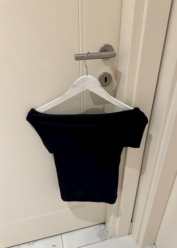 Siyah Mini Keten Kadın Crop Üst - Görsel 2