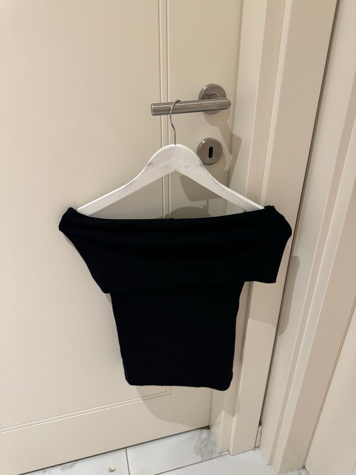 Siyah Mini Keten Kadın Crop Üst - Görsel 2