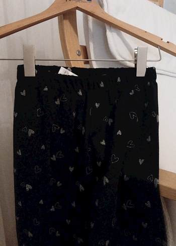 Kız Çocuk Siyah Kalp Desenli Tayt - Görsel 2