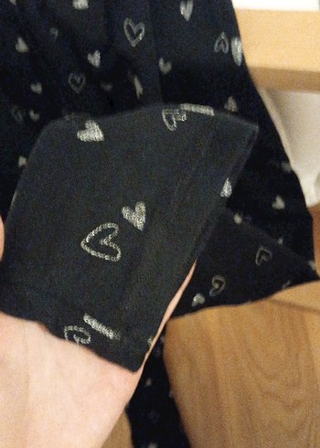 Kız Çocuk Siyah Kalp Desenli Tayt - Görsel 4