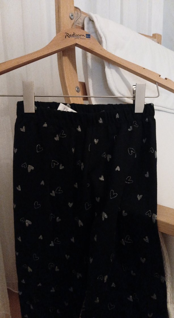 Kız Çocuk Siyah Kalp Desenli Tayt - Görsel 2