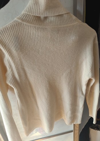 Bej Kadın Boğazlı Triko Kazak - Görsel 5