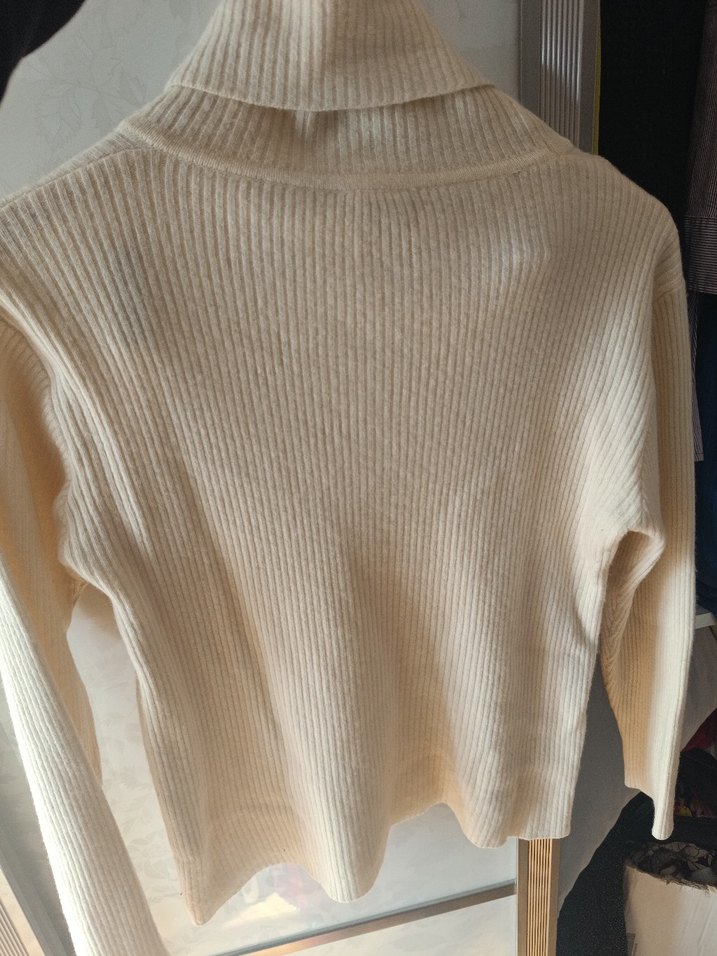 Bej Kadın Boğazlı Triko Kazak - Görsel 5