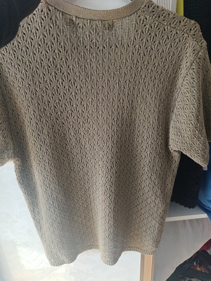 Bej Düğmeli V Yaka Kadın Hırkhaki kisa kollu hirkaa - Görsel 3