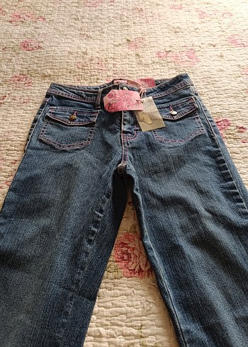 Nakışlı Bohem kot pantolon - Görsel 5