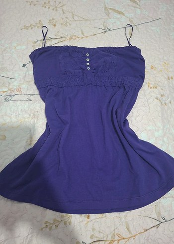 Mor babydoll straplez bluz vintage y2k dollette