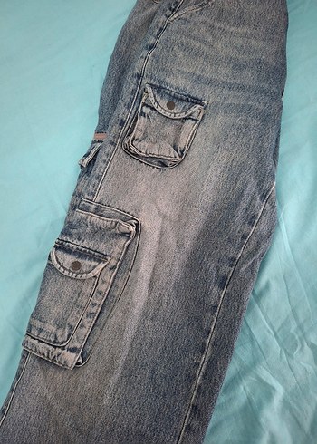 Diğer Kadın Mavi Denim Yıldız desenli cepli pantolon