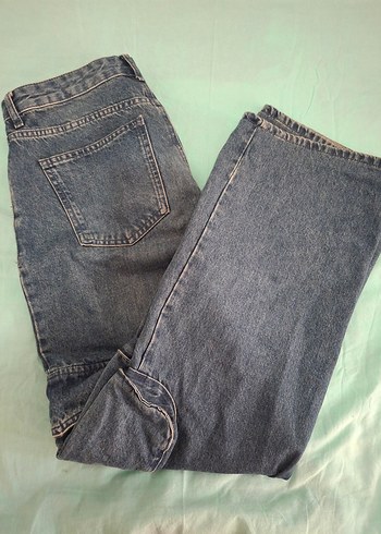 40 Beden Kadın Gri Mavi Bol Kesim Denim Pantolon y2k
