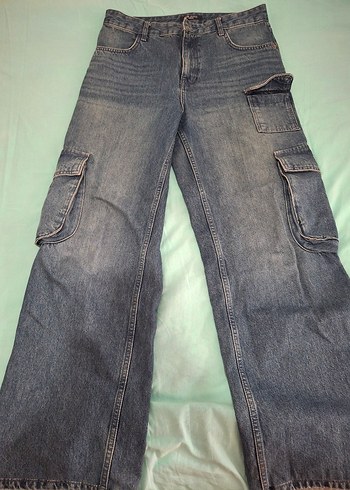 LC Waikiki Kadın Gri Mavi Bol Kesim Denim Pantolon y2k
