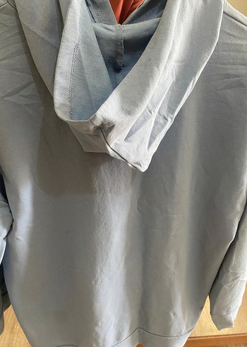 l Beden mavi Renk Mavi Baskılı Kapüşonlu Kadın Sweatshirt