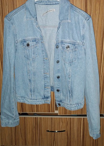 Düğmeli Mavi Denim Kadın Ceket