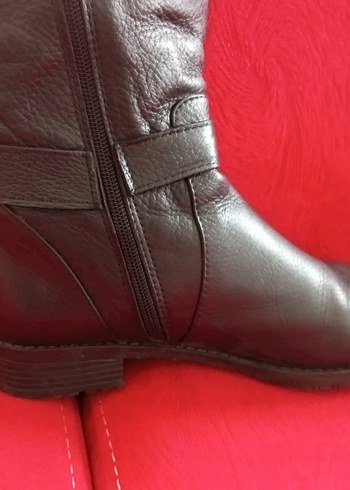 Siyah Deri Tokalı Biker Dizüstü Kadın Çizme - Görsel 6