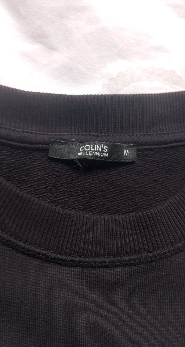 Siyah unisex Sweatshirt, Yuvarlak Yaka, Rahat Kesim.colins marka - Görsel 3