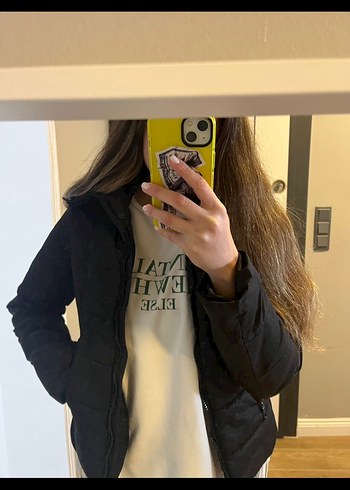 Siyah Şişme Kadın Ceket - Görsel 2