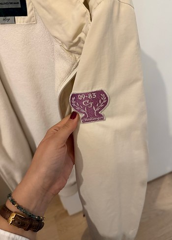 Fermuarlı Beyaz Kadın Street Wear Ceket - Görsel 4